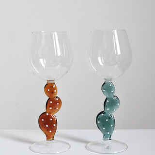 Desert Plants Cactus Wine Glass